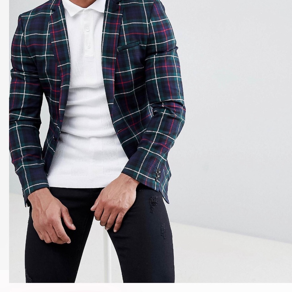 ASOS Design super skinny blazer in plaid check